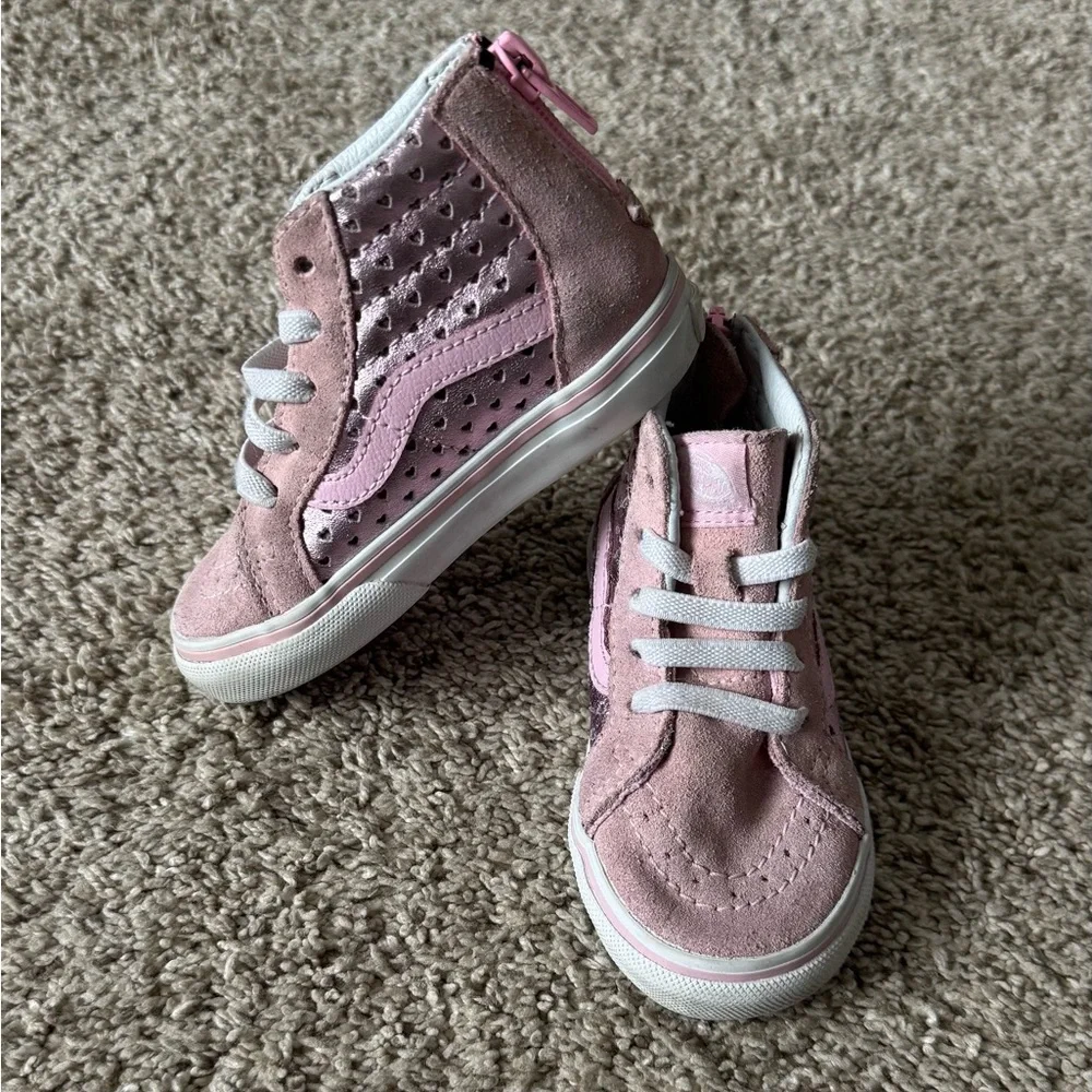 Vans Toddler girls pink heart sneakers shoes size 6 - Picture 11 of 15